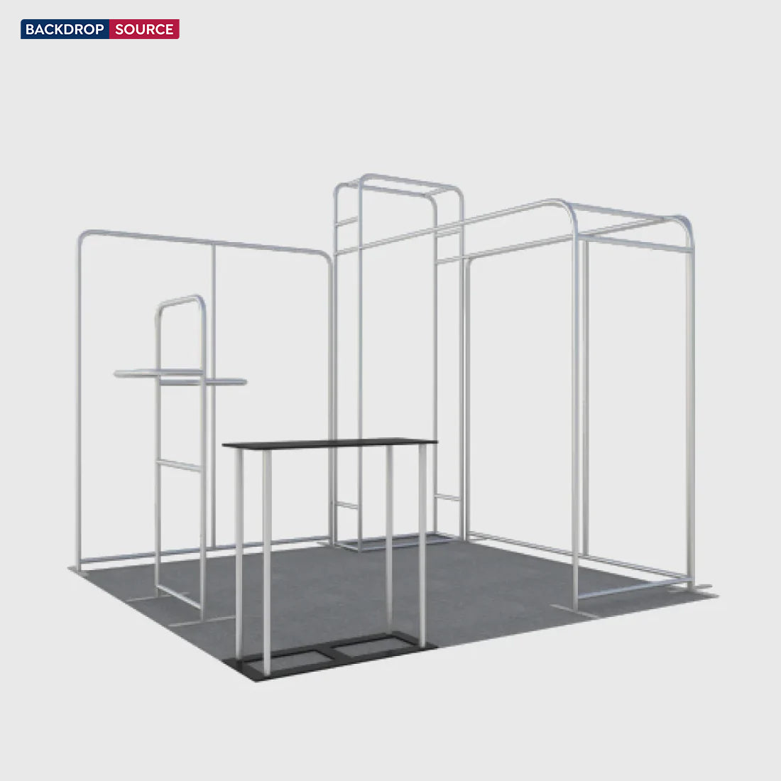 10x10 L-Arch Booth Kit with 3D Shelf Wall Box & Counter