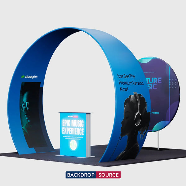10x10 Tapered Arch Booth Kit with Circle Backdrop & Lightbox