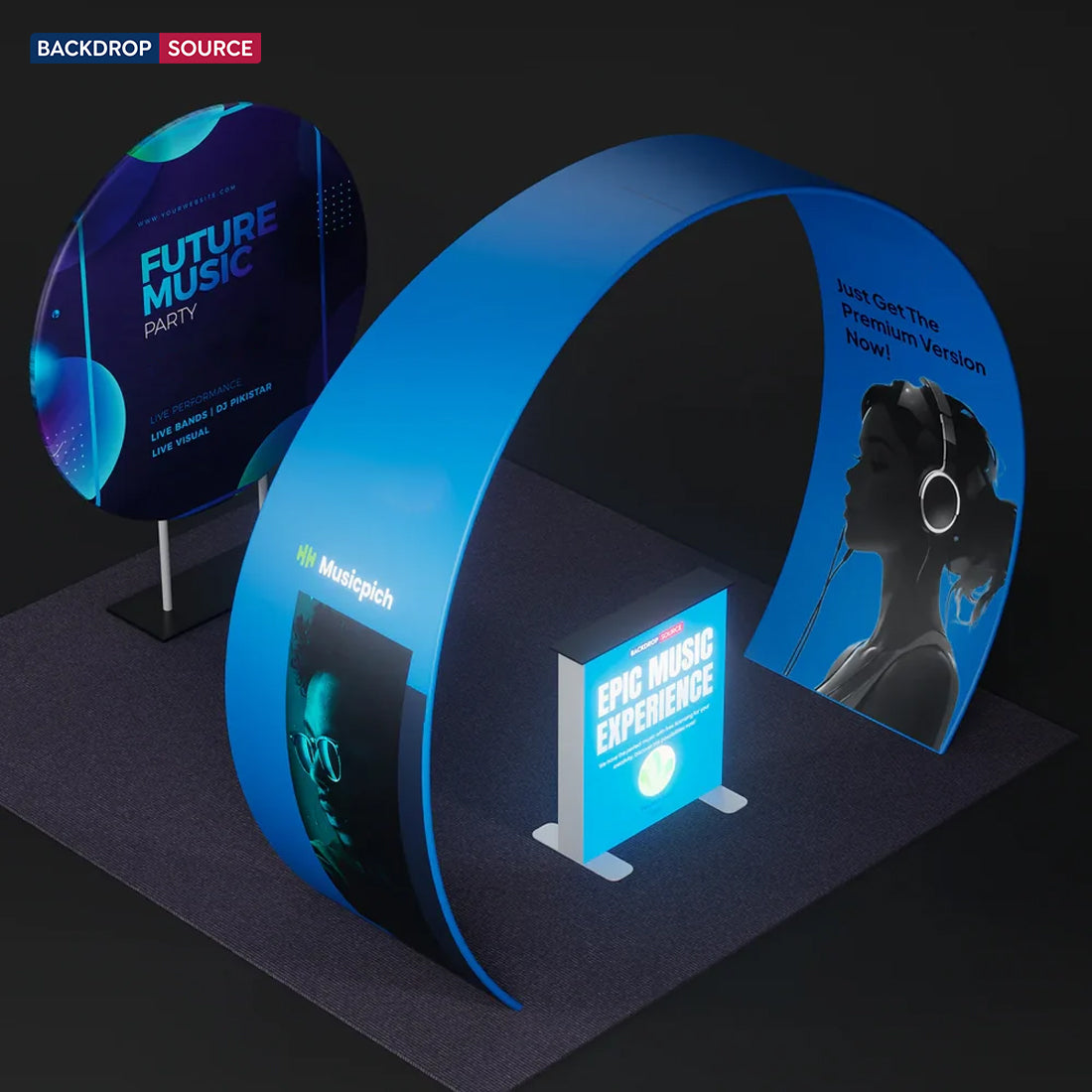 10x10 Tapered Arch Booth Kit with Circle Backdrop & Lightbox