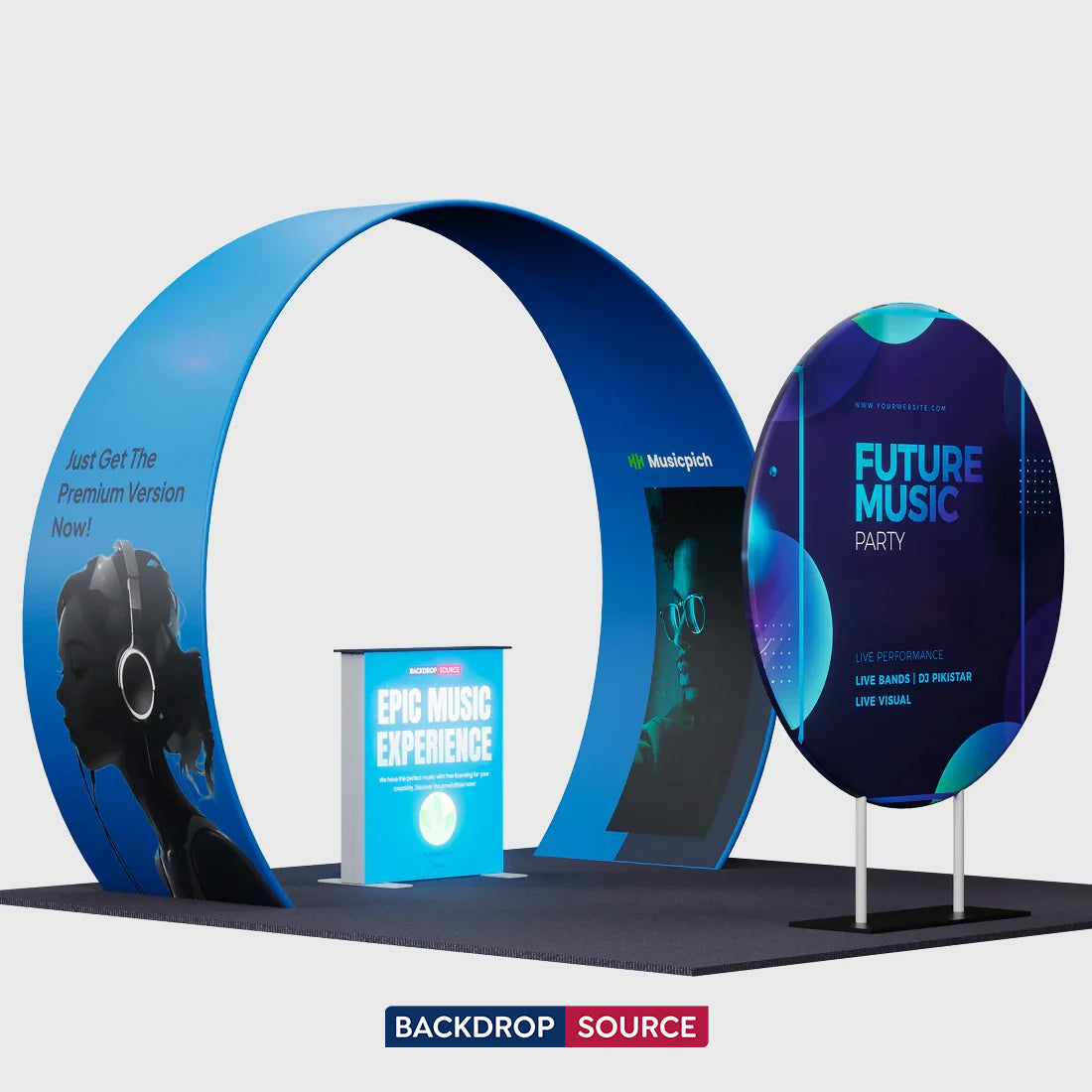 10x10 Tapered Arch Booth Kit with Circle Backdrop & Lightbox