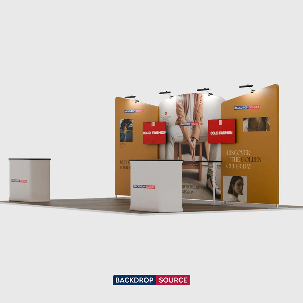 20x10 Booth Kit with Curved Centre Wall & Inclined Side Walls