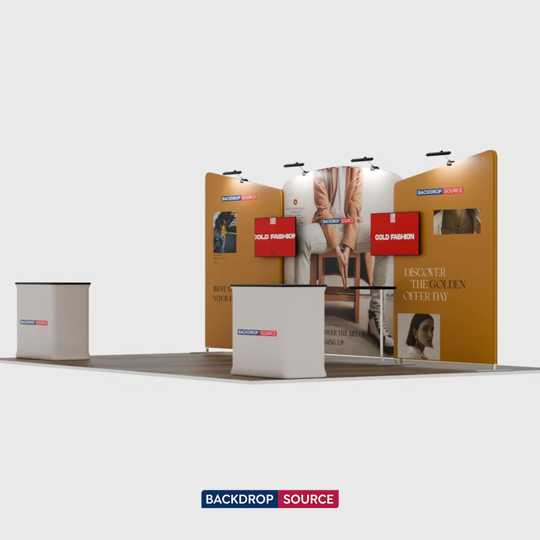 20x10 Booth Kit with Curved Centre Wall & Inclined Side Walls