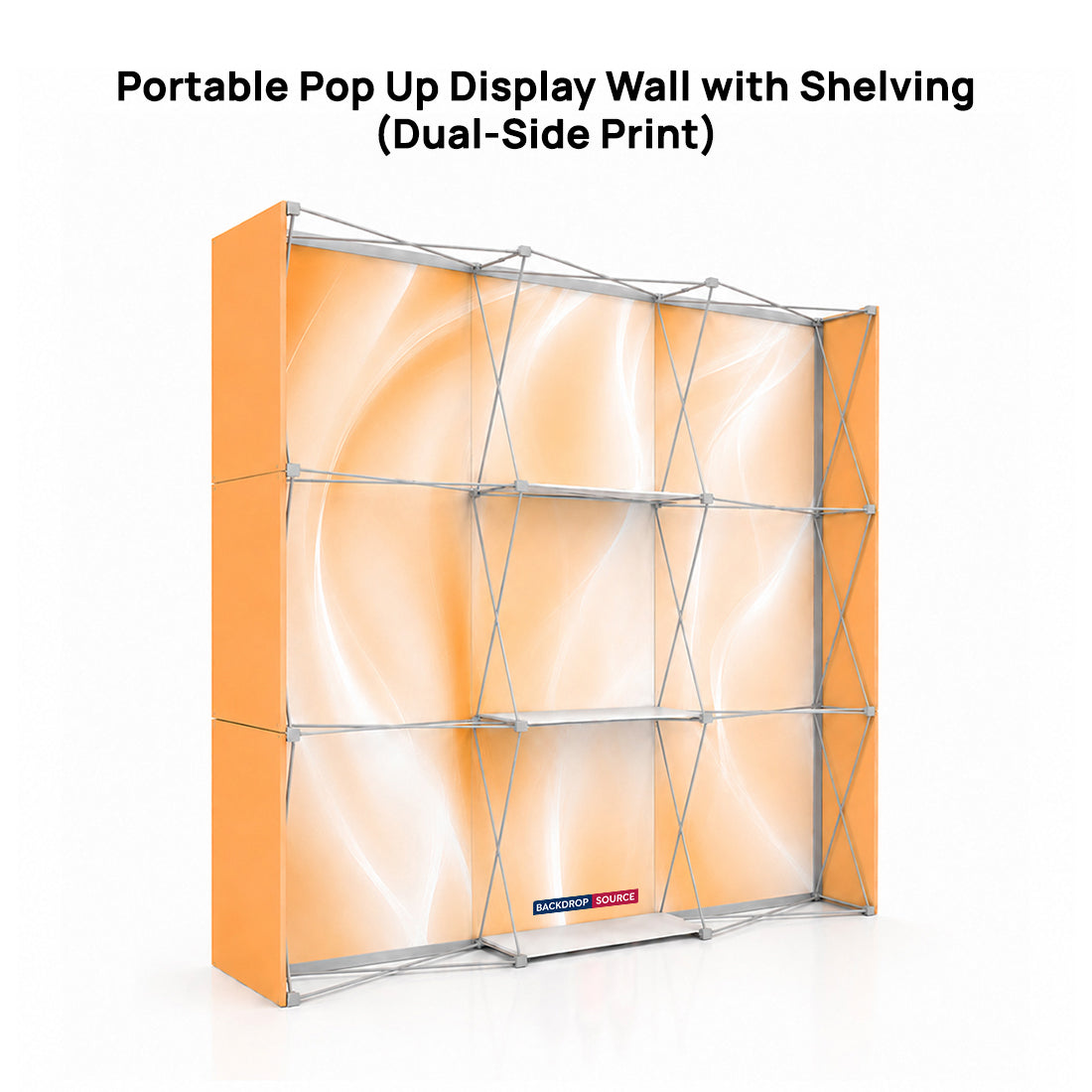 Portable Pop-Up Display Wall with Shelving (Dual-Side Print)