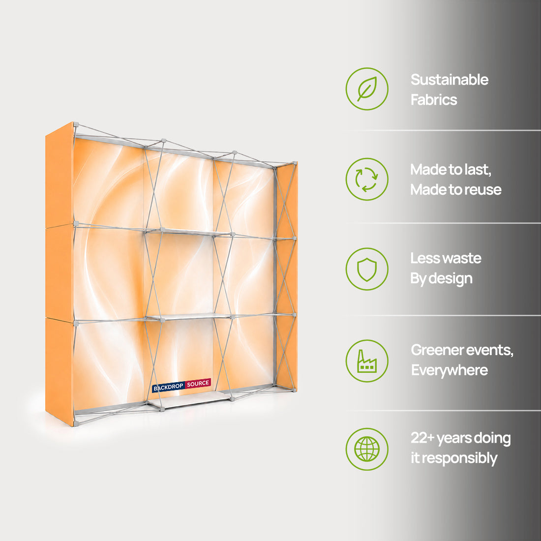 Portable Pop-Up Display Wall with Shelving (Dual-Side Print)