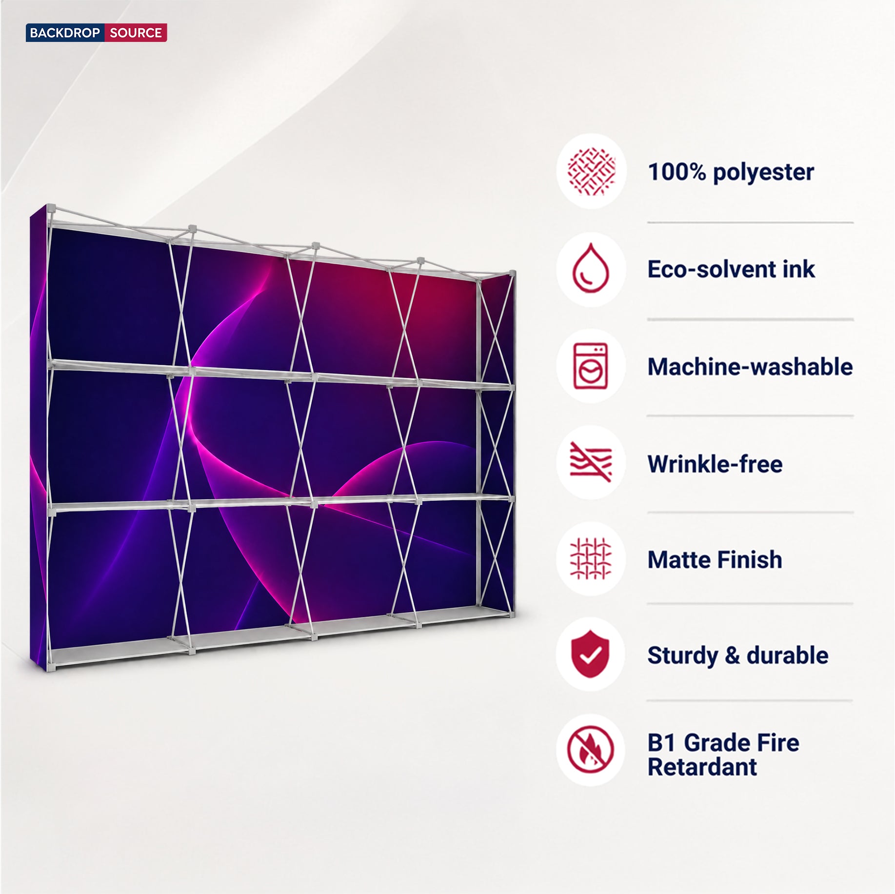 Portable Pop-Up Display Wall with Shelving (Dual-Side Print)