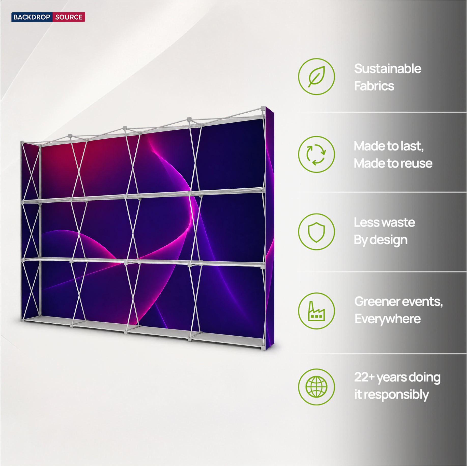 Portable Pop-Up Display Wall with Shelving (Dual-Side Print)