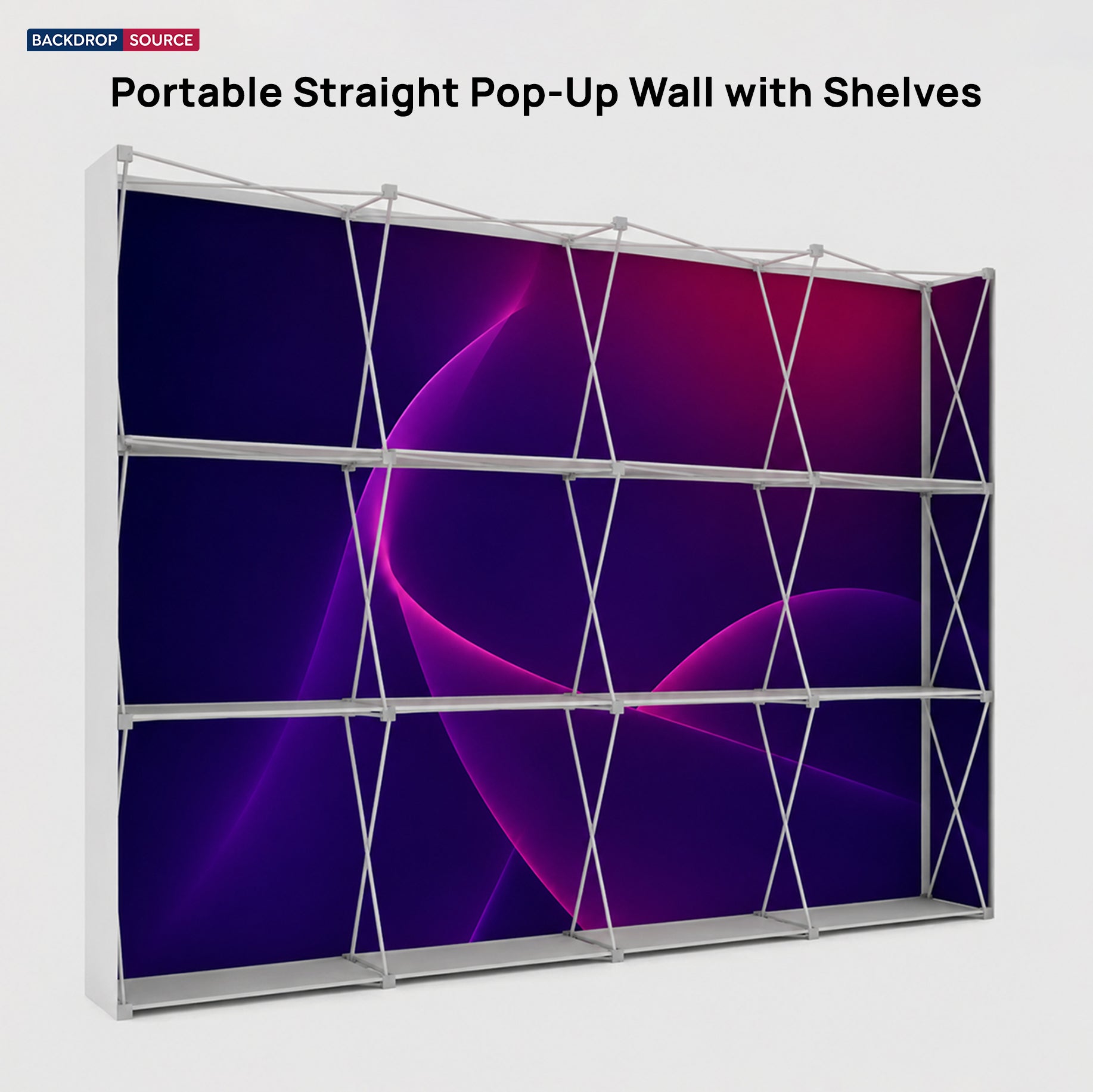 Portable Straight Pop-Up Wall with Shelves