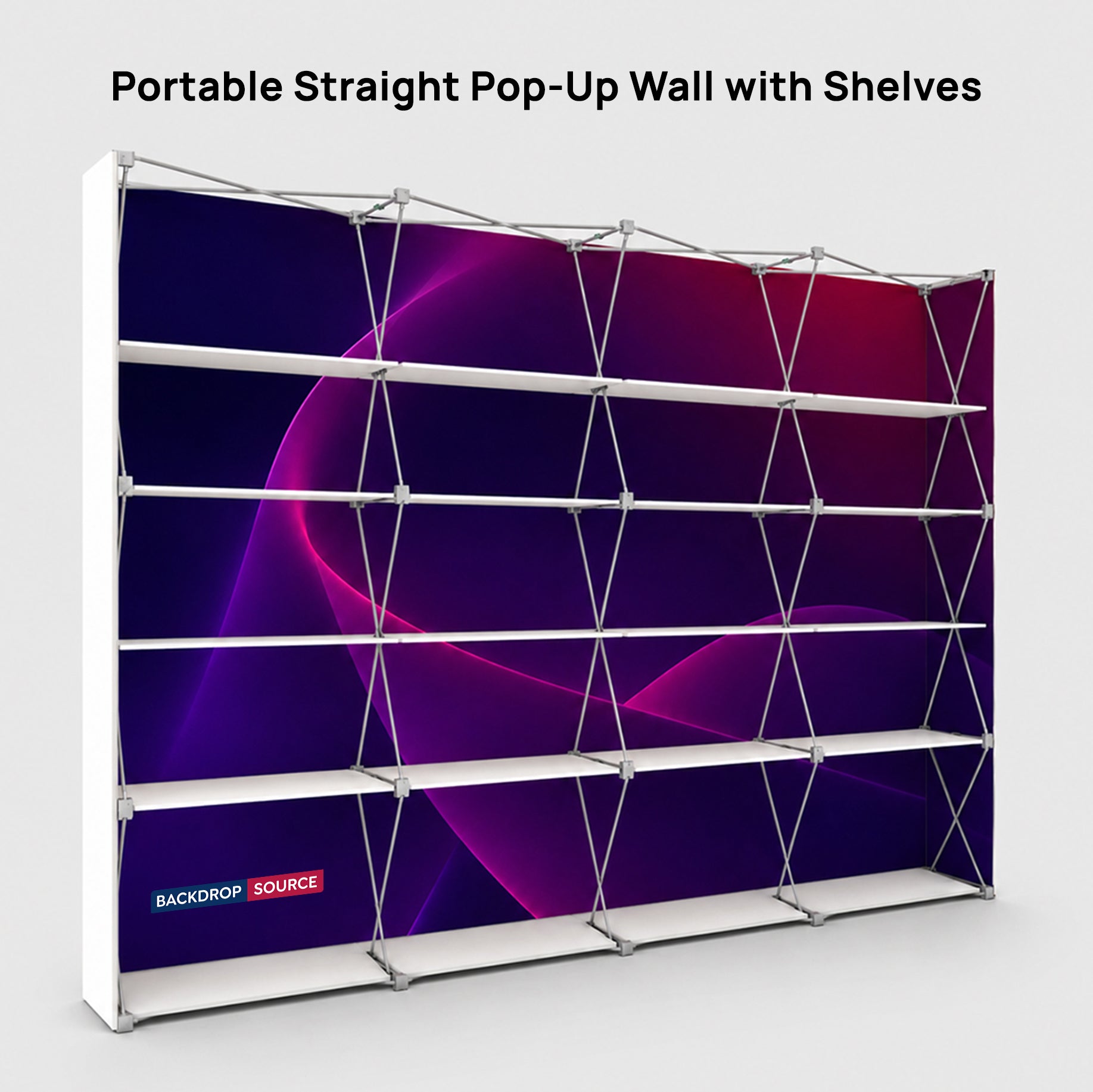Portable Straight Pop-Up Wall with Shelves