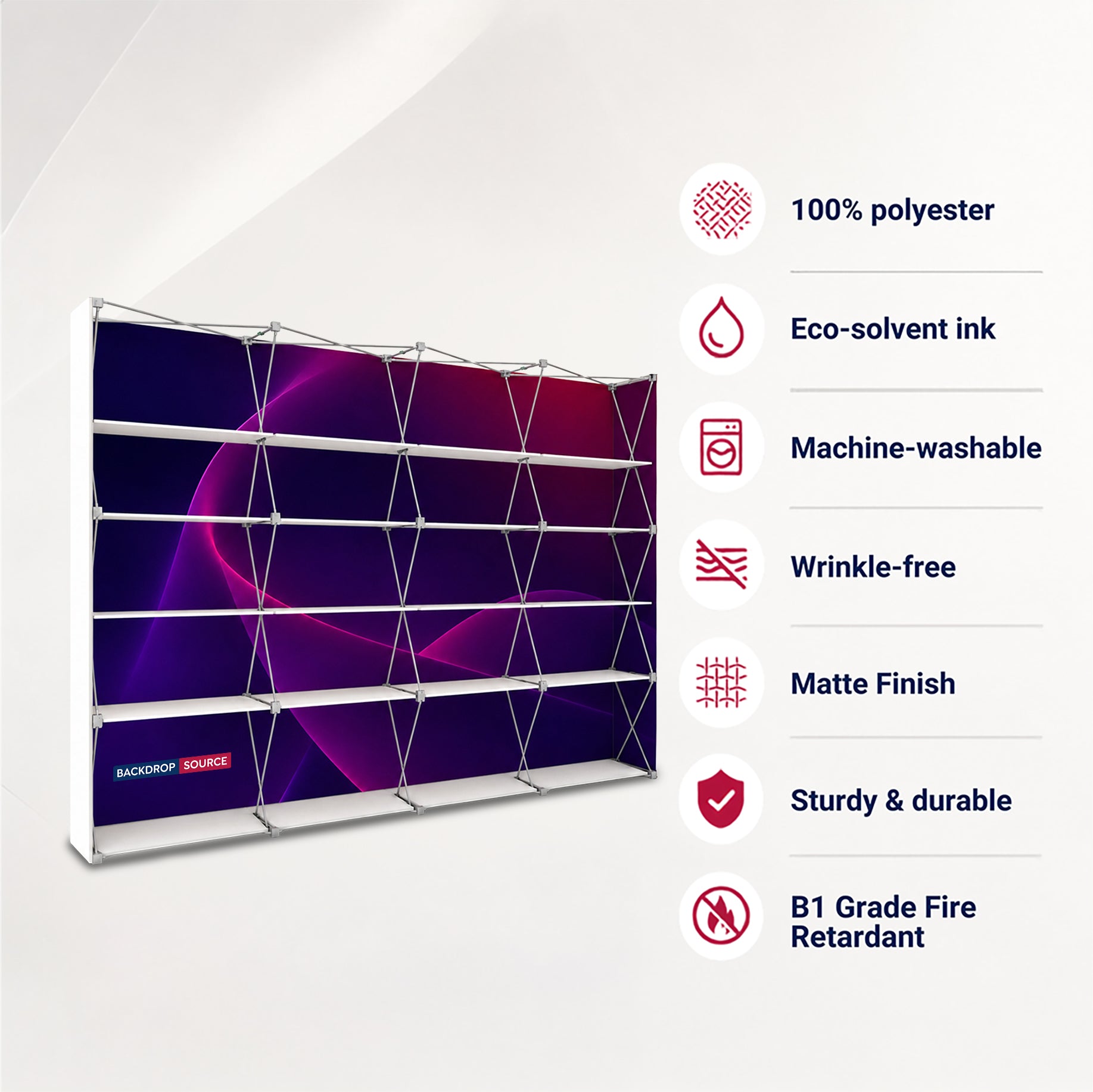Portable Straight Pop-Up Wall with Shelves