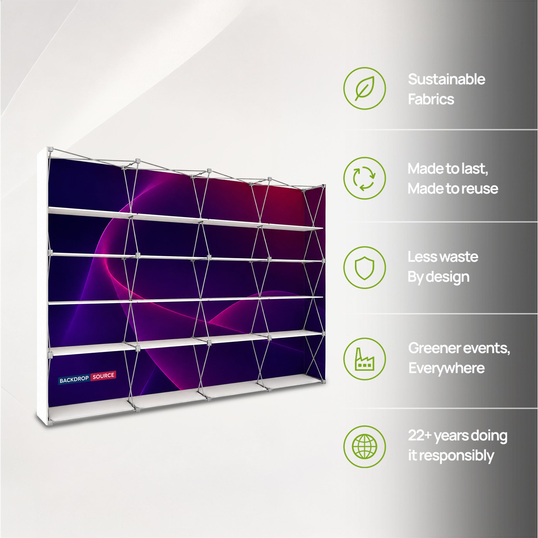 Portable Straight Pop-Up Wall with Shelves
