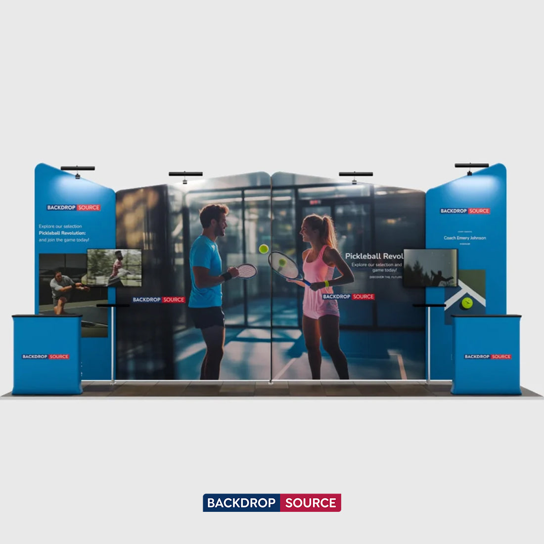 20x10 Booth Kit with Four Inclined Walls & 2 Counters