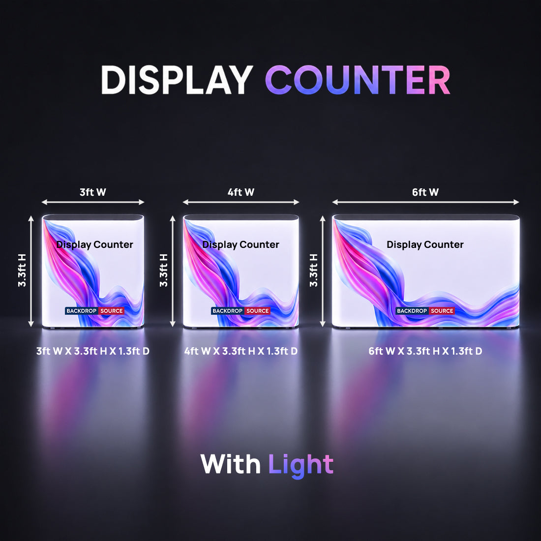 Backlit Premium Fabric Counter Display – 3ft/4ft/6ft W