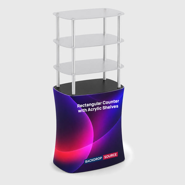 Rectangular Fabric Display Counter with Acrylic Triple Shelves