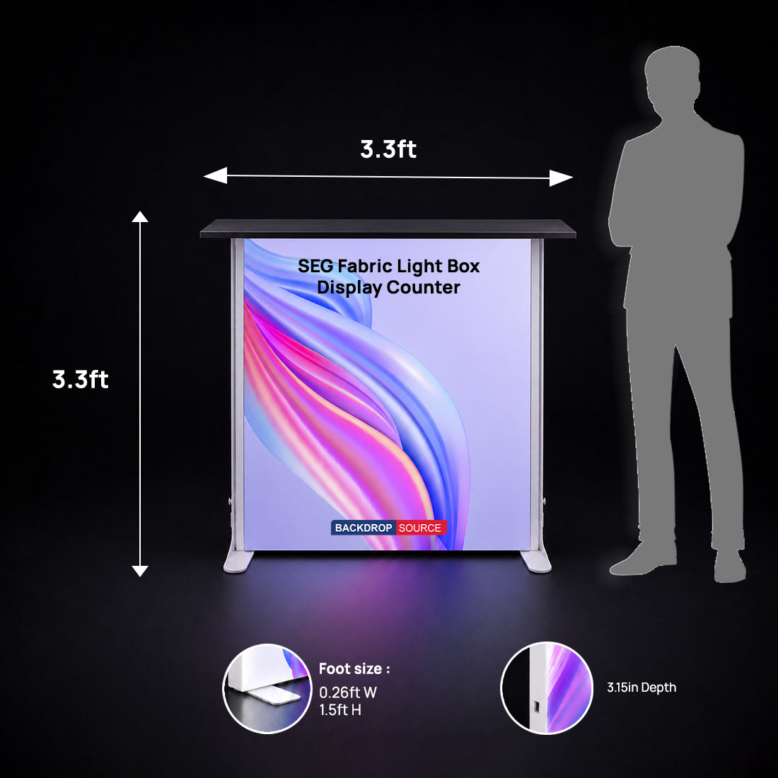 SEG Fabric Light Box Display Counter – 3.3ft Height