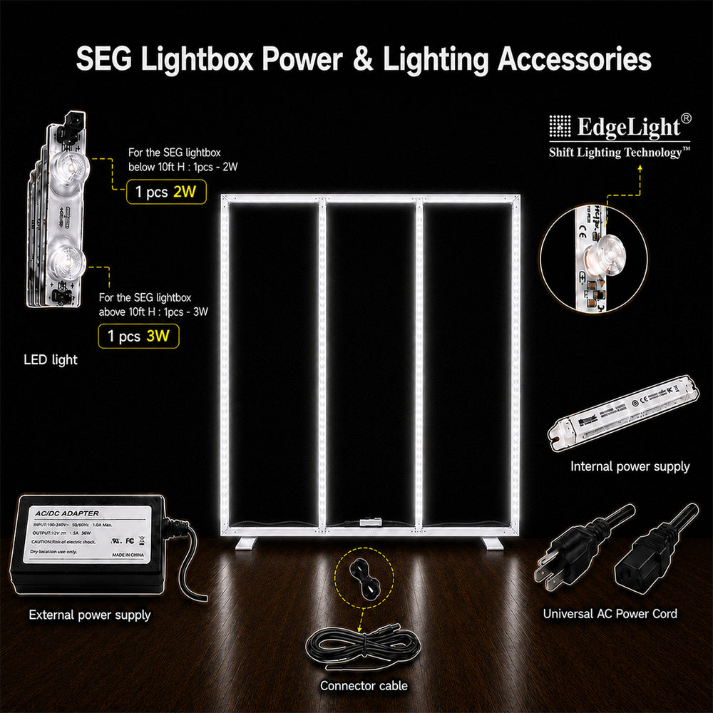 Caisson lumineux LED surdimensionné SEG - Hauteur de 4 m (13 pieds) 