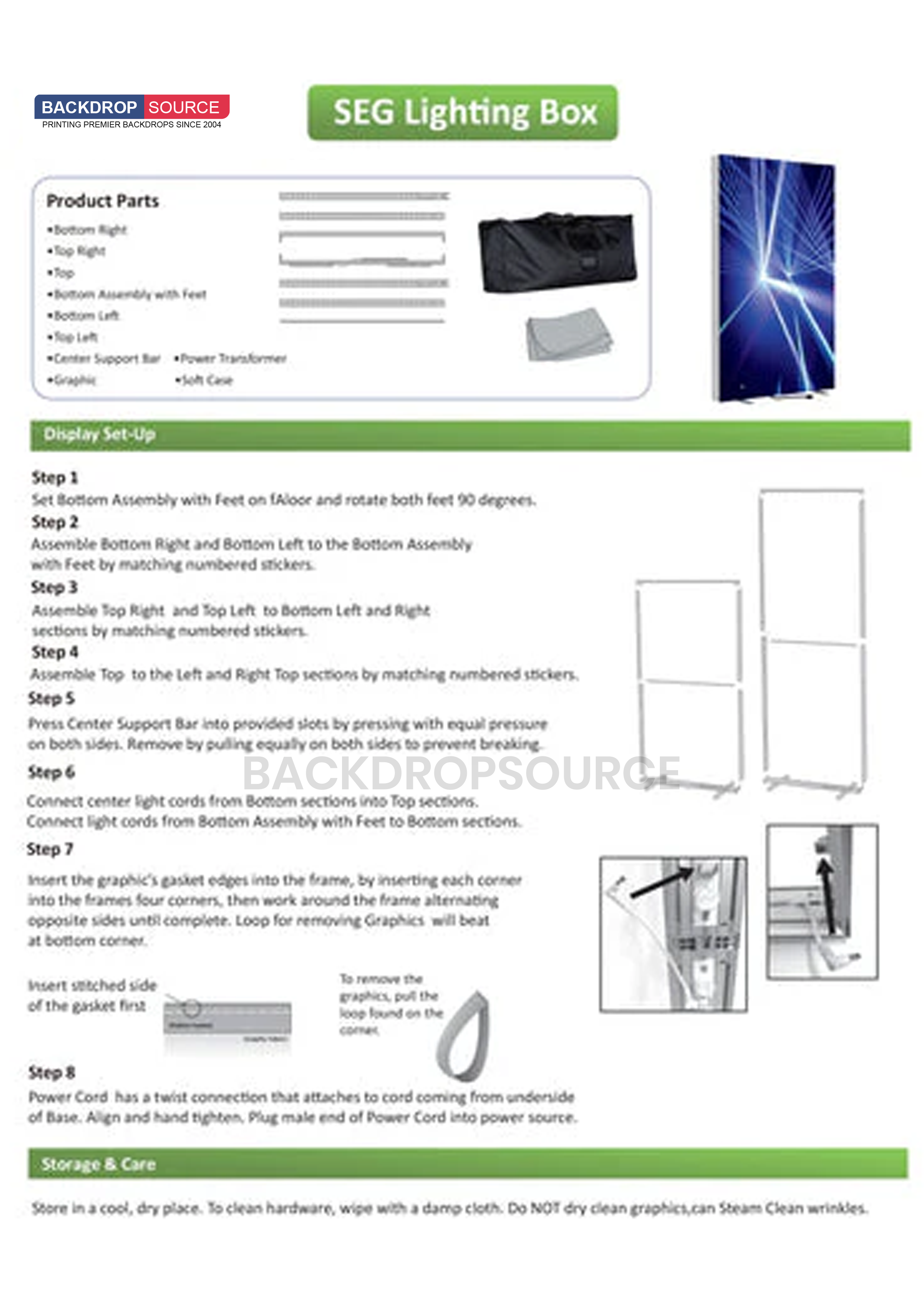 SEG Frameless Fabric LED Light Box Display - 7.9ft W  x8.2ft H