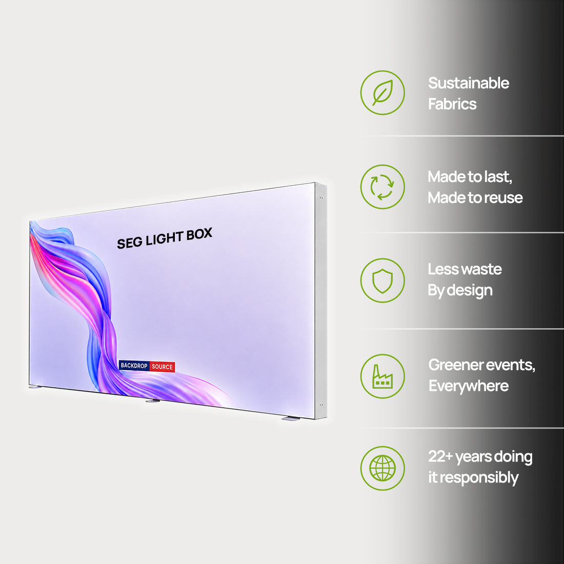 Caisson lumineux LED en tissu SEG - 6 m de large 