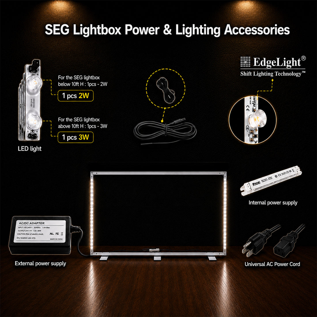 Caisson lumineux LED en tissu SEG - 6 m de large 