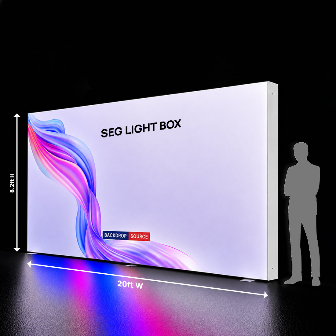 Caisson lumineux LED en tissu SEG - 6 m de large 