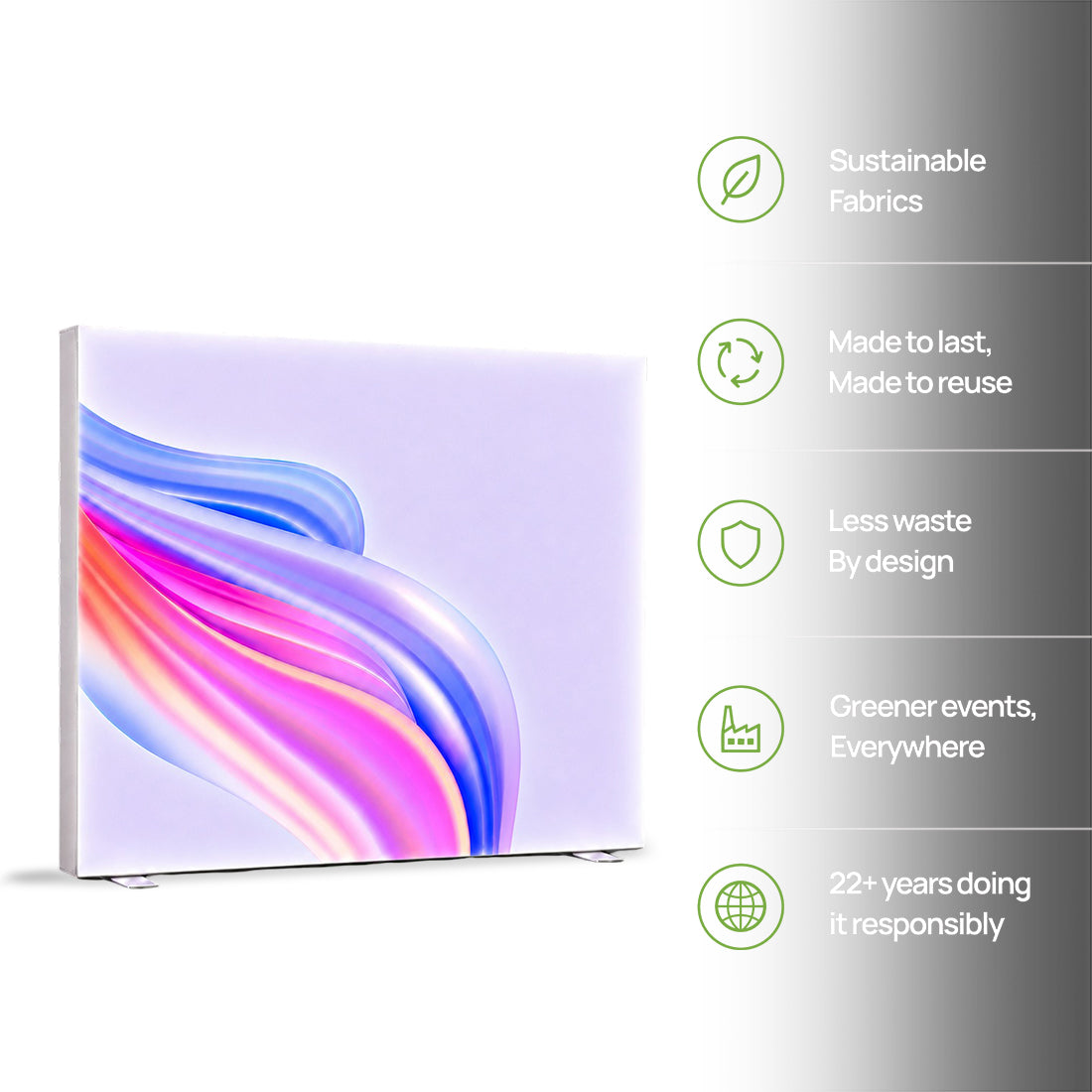 Caisson lumineux LED en tissu SEG - 2,5 m de largeur x 2,5 m de hauteur 