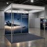 Conception graphique modulaire pour un stand de 3 m de large x 3 m de profondeur 
