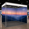 Conception graphique modulaire pour un stand de 3 m de large x 3 m de profondeur 