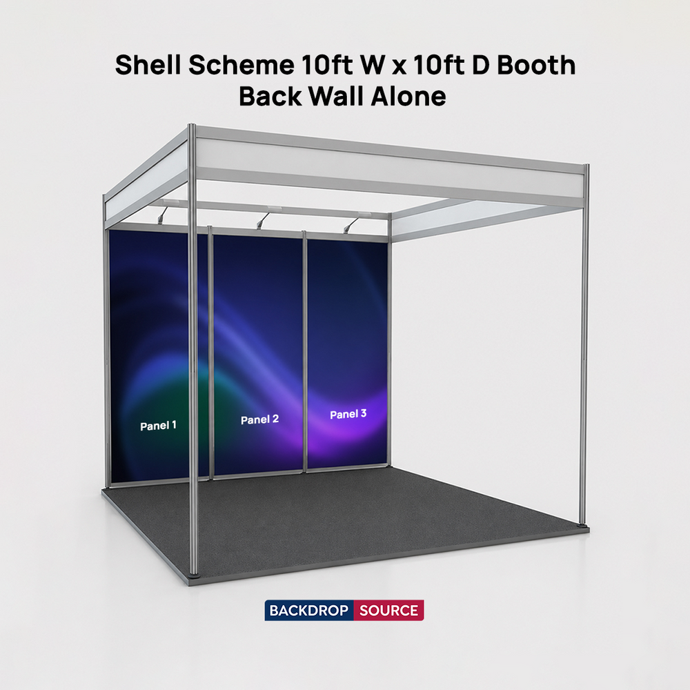 Conception graphique modulaire pour un stand de 3 m de large x 3 m de profondeur 