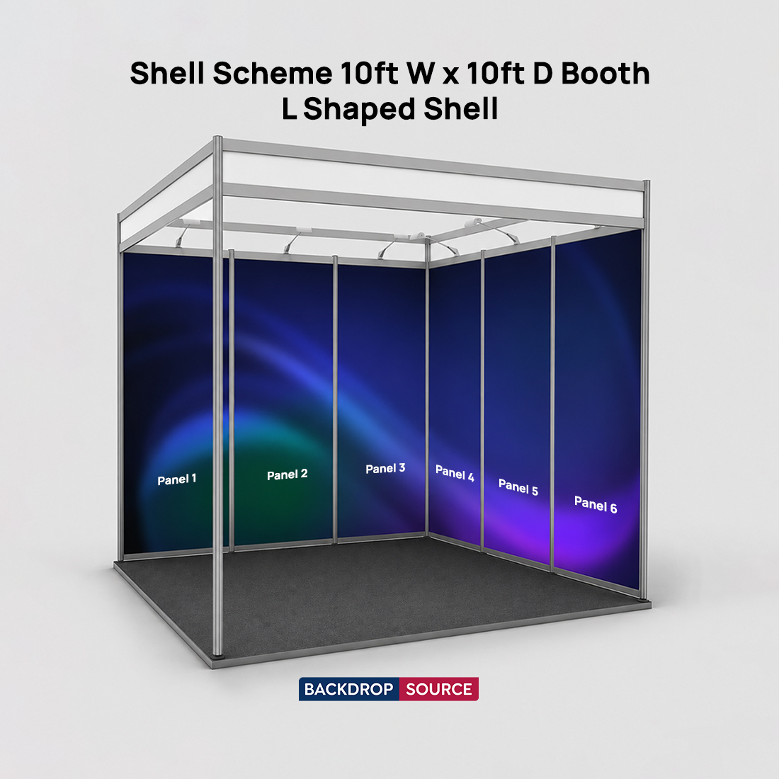 Conception graphique modulaire pour un stand de 3 m de large x 3 m de profondeur 