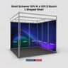 Conception graphique modulaire pour un stand de 3 m de large x 3 m de profondeur 
