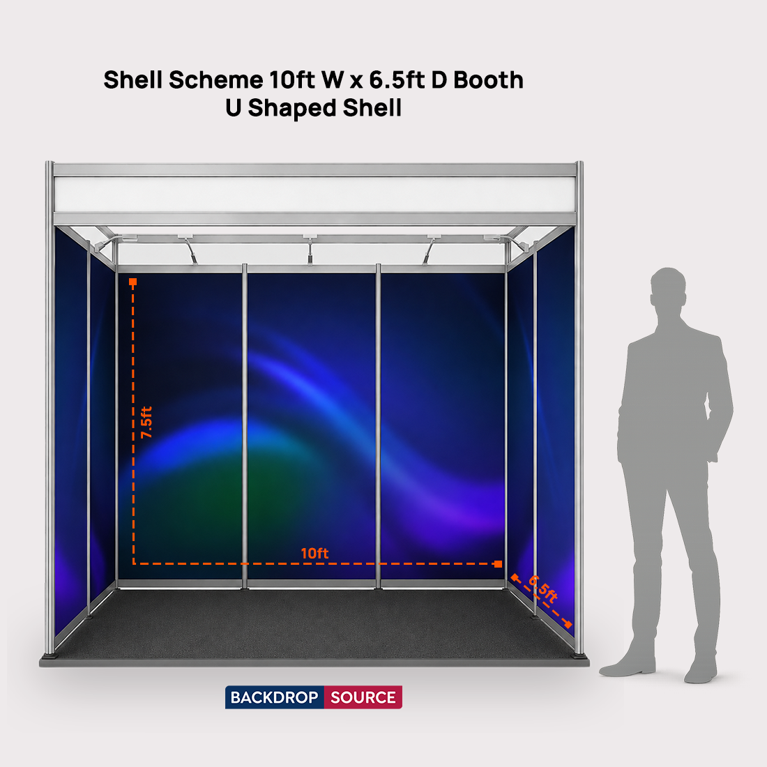 Conception graphique modulaire pour un stand de 3 m de large x 2 m de profondeur 