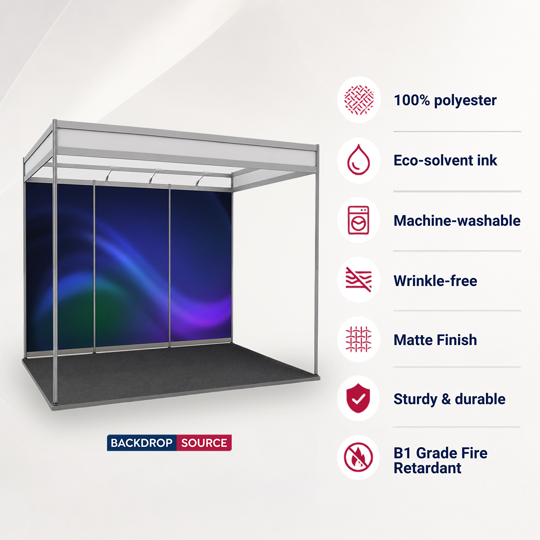 Conception graphique modulaire pour un stand de 3 m de large x 2 m de profondeur 