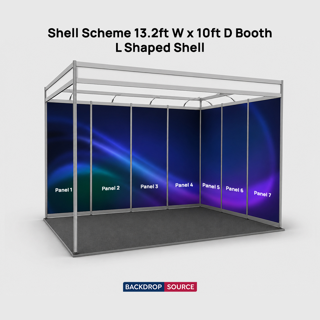 Graphismes pour stand d'exposition (structure modulaire) de 4 m de large x 3 m de profondeur 