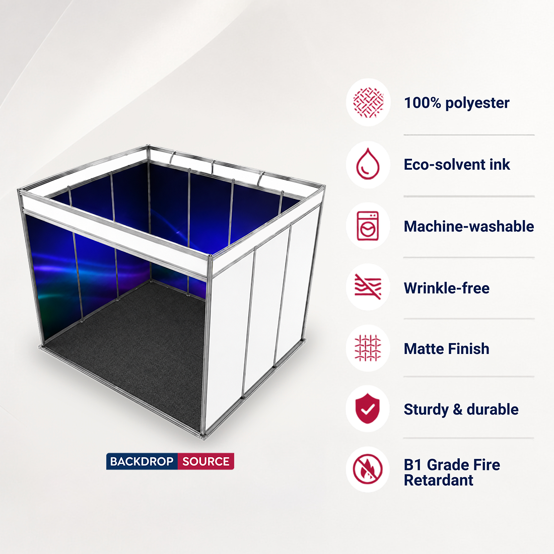 Graphismes pour stand d'exposition (structure modulaire) de 4 m de large x 3 m de profondeur 