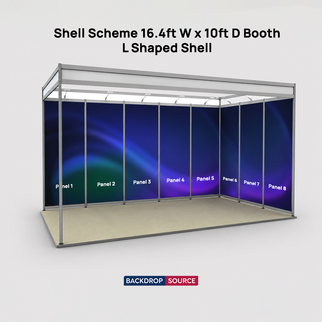 Graphismes pour stand d'exposition (structure modulaire) de 5 m de large x 3 m de profondeur 