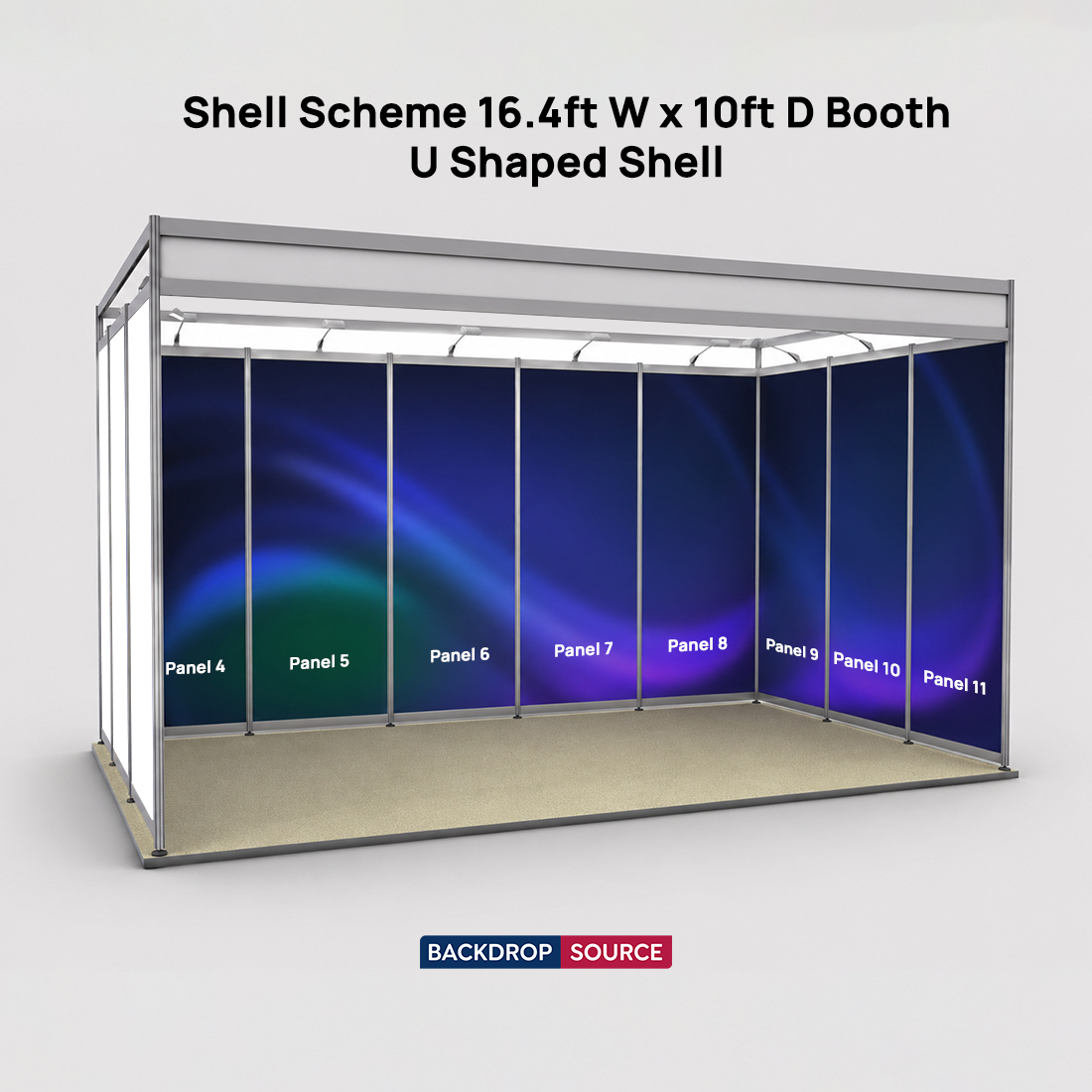 Graphismes pour stand d'exposition (structure modulaire) de 5 m de large x 3 m de profondeur 