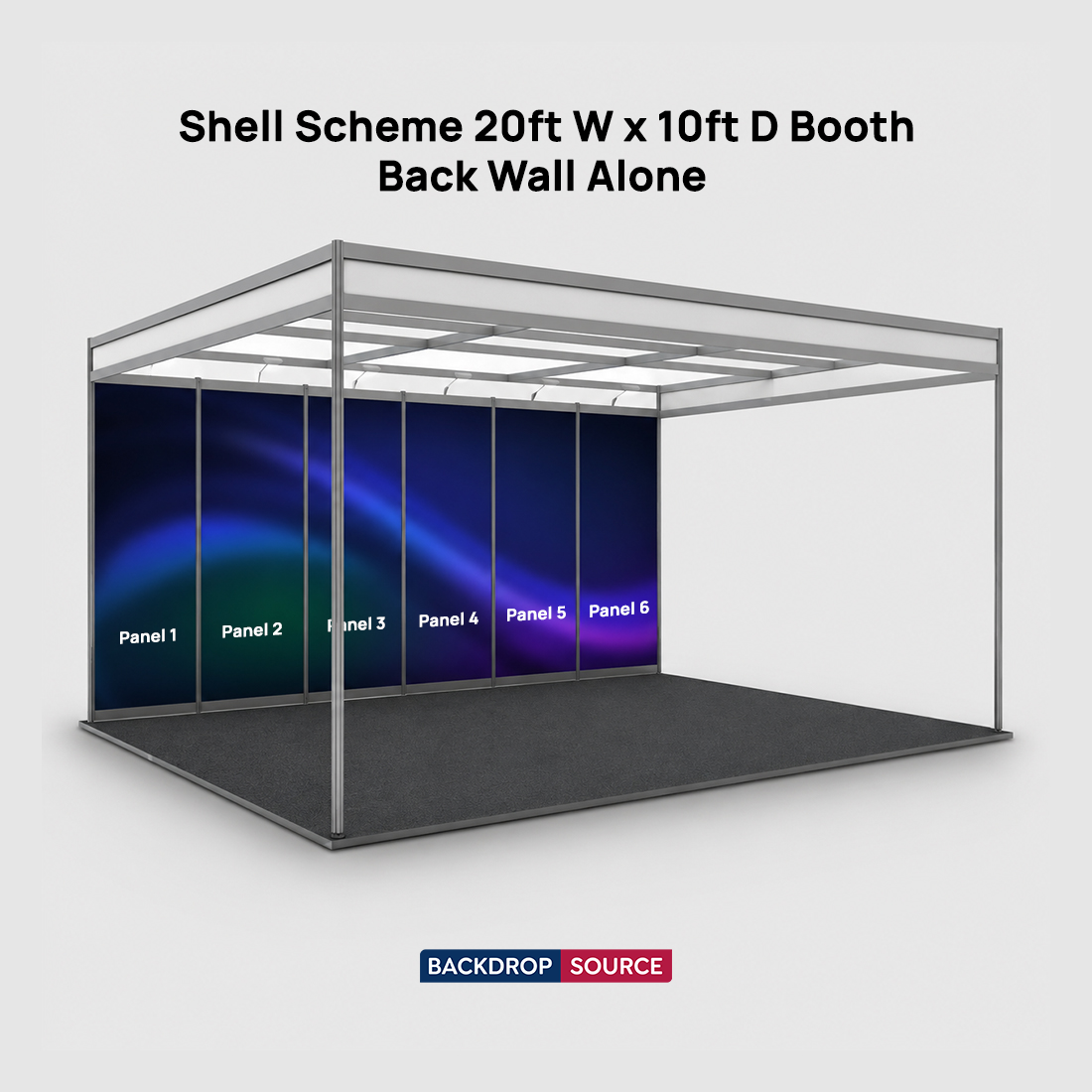 Conception graphique modulaire pour un stand de 6 m de large x 3 m de profondeur 