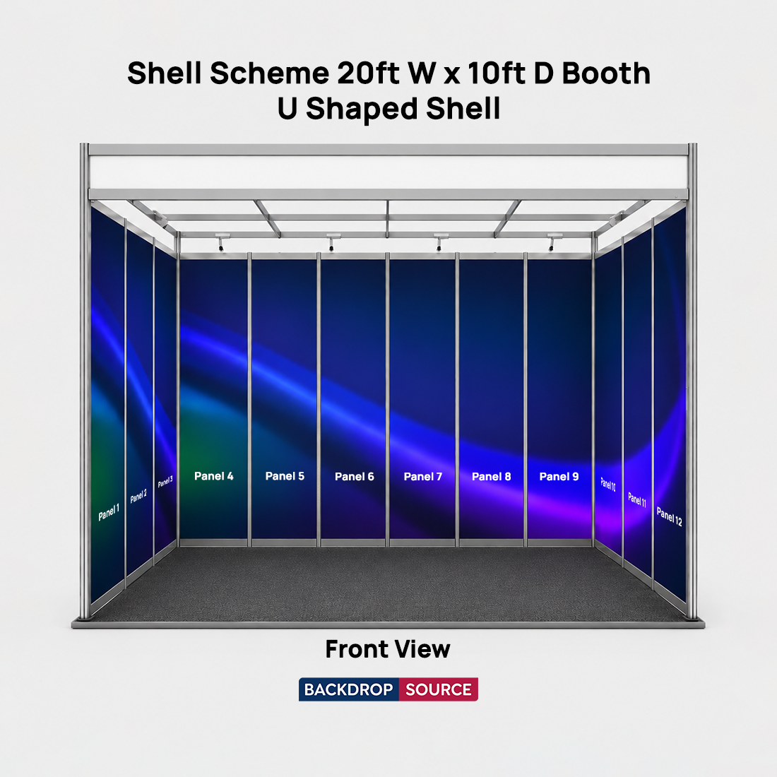 Conception graphique modulaire pour un stand de 6 m de large x 3 m de profondeur 