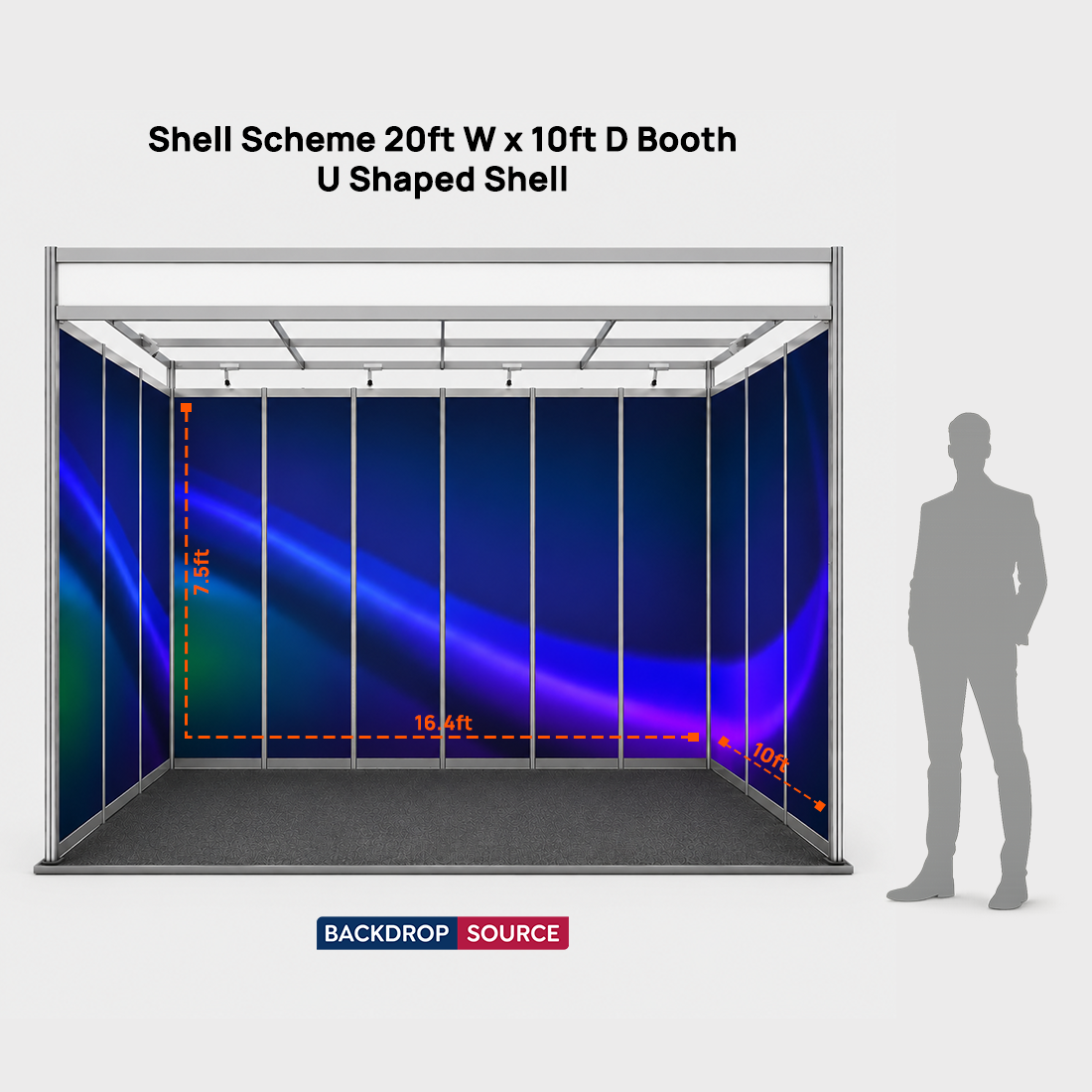 Conception graphique modulaire pour un stand de 6 m de large x 3 m de profondeur 