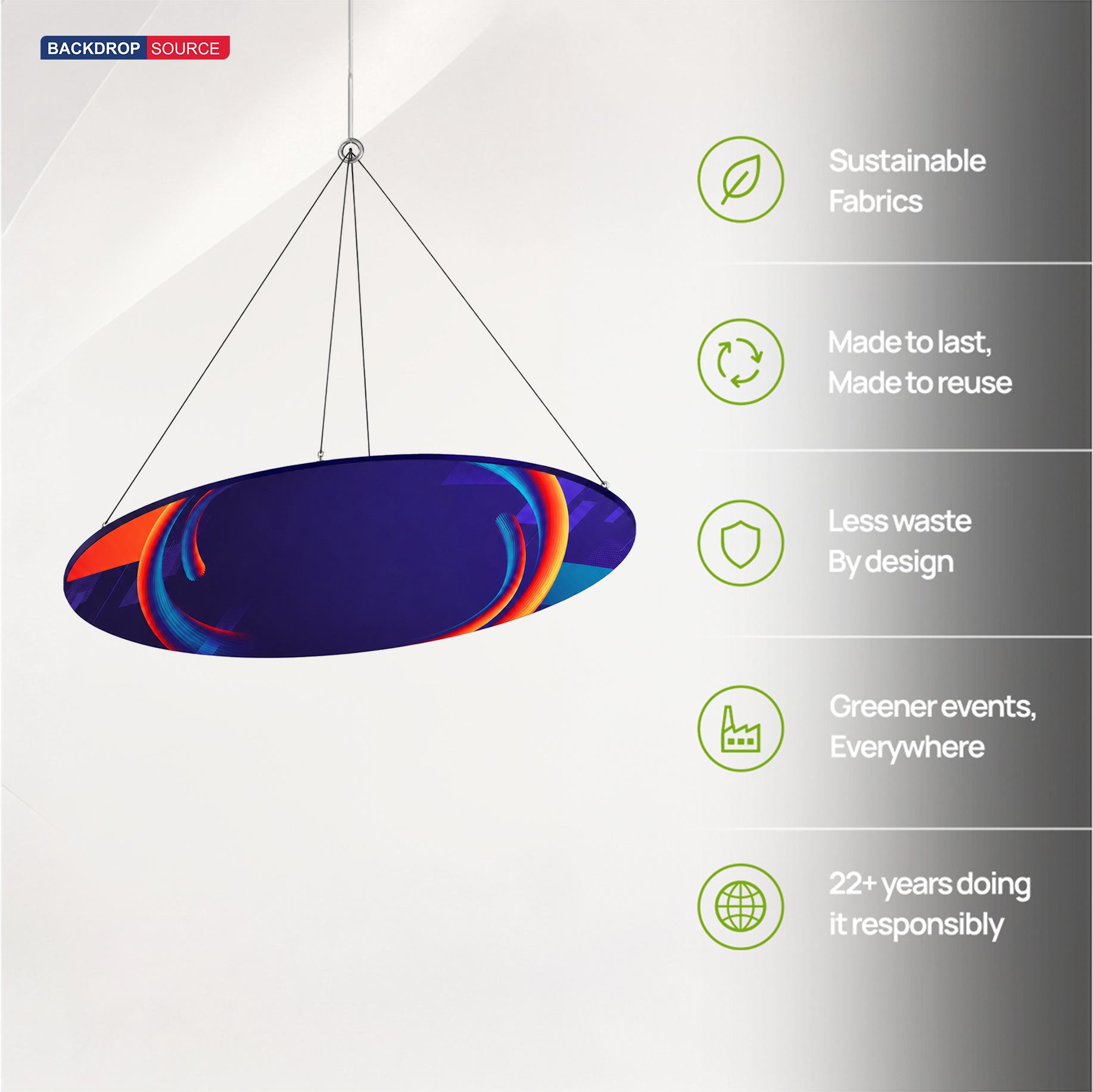 Bannière suspendue Sky Tube - Ellipse face vers le bas 