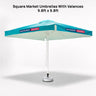 Parasols carrés avec lambrequins – 3 m x 3 m 