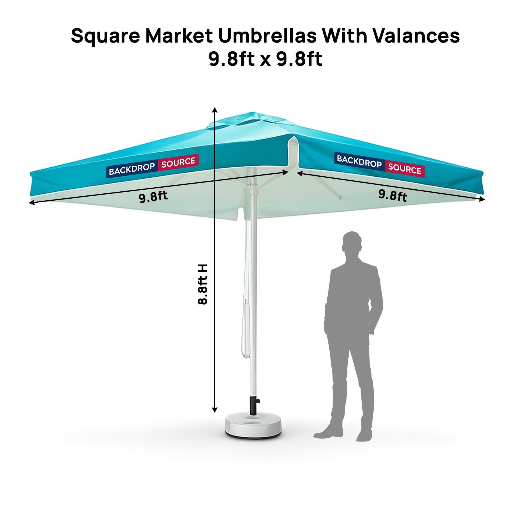 Parasols carrés avec lambrequins – 3 m x 3 m 