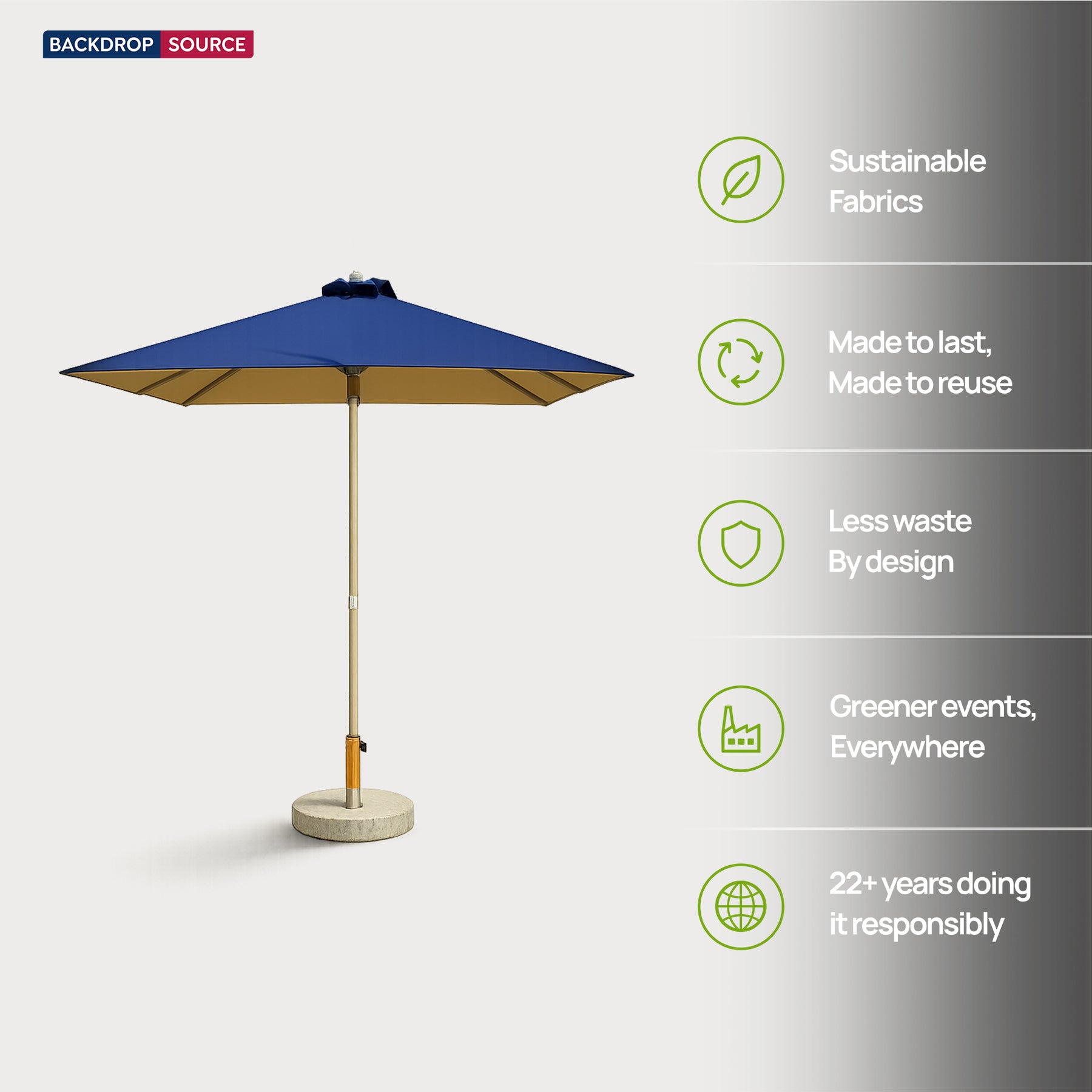 Parasol carré pour terrasse – 1,98 m x 1,98 m 