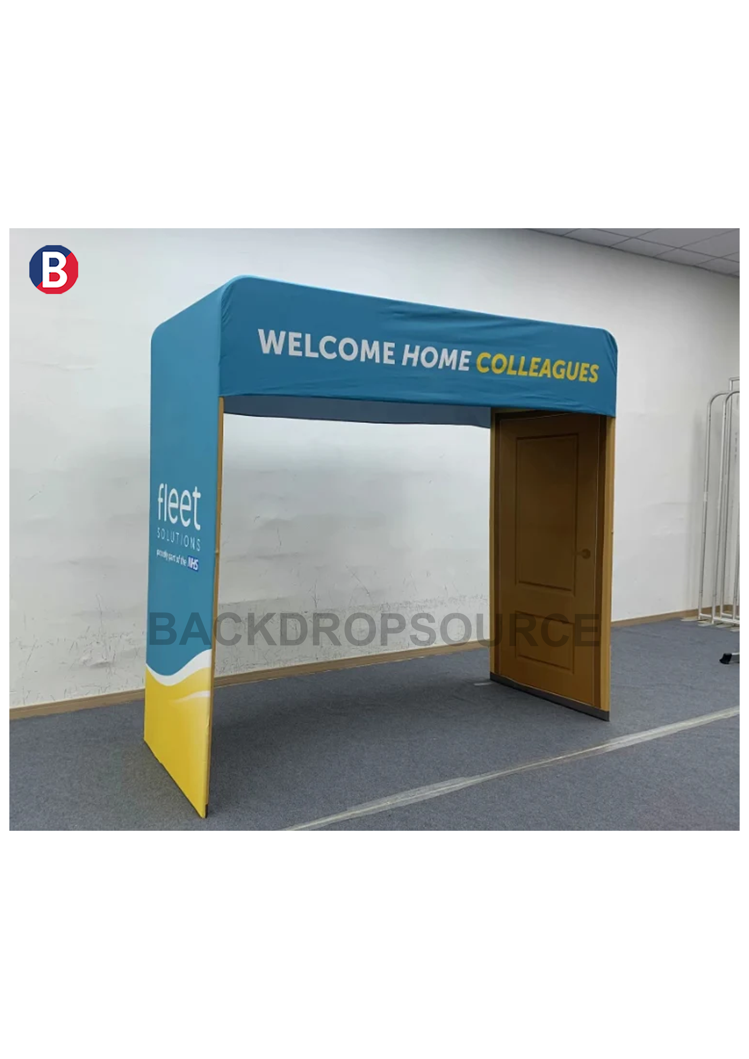 Square Shape Tension Fabric Display Arch With Header