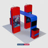 20x10 Booth Kit with 3D Media Walls, Square TV Arch & 2 Counters