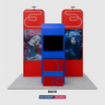 20x10 Booth Kit with 3D Media Walls, Square TV Arch & 2 Counters
