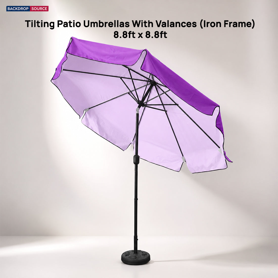 Parasols de terrasse inclinables avec lambrequins (structure en fer) – 2,7 m x 2,7 m 