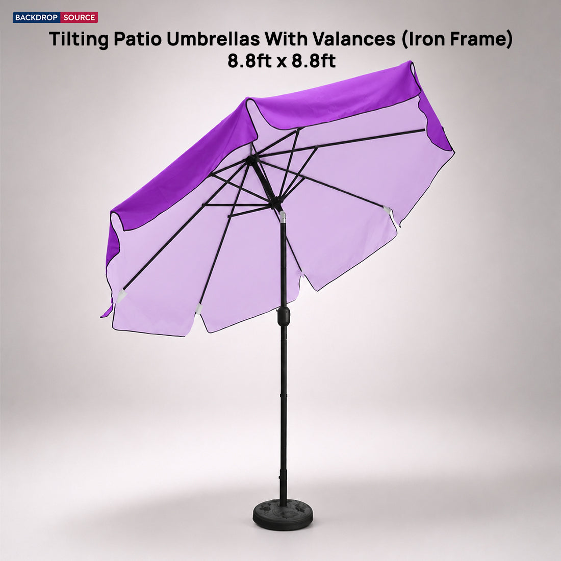 Parasols de terrasse inclinables avec lambrequins (structure en fer) – 2,7 m x 2,7 m 