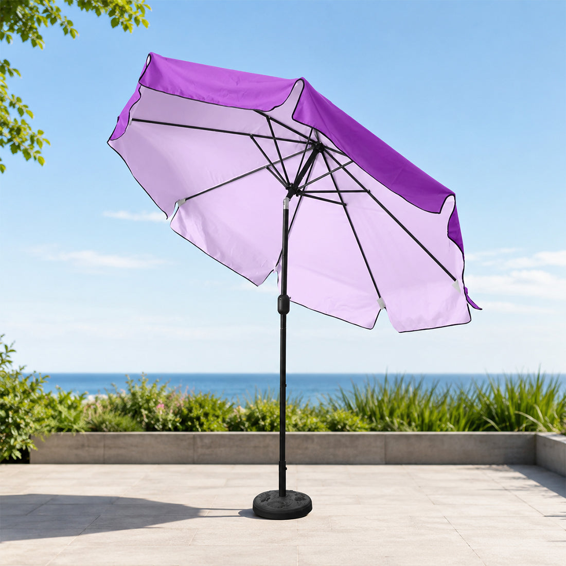 Parasols de terrasse inclinables avec lambrequins (structure en fer) – 2,7 m x 2,7 m 
