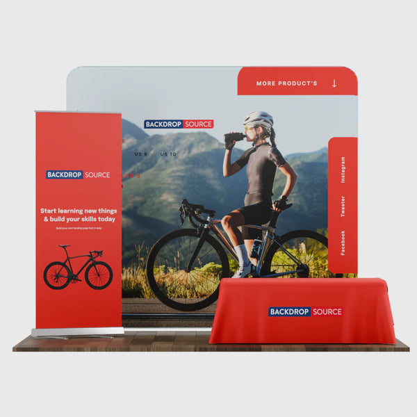 10x10 Starter Booth Kit with Backwall, Banner Stand & Table Cover