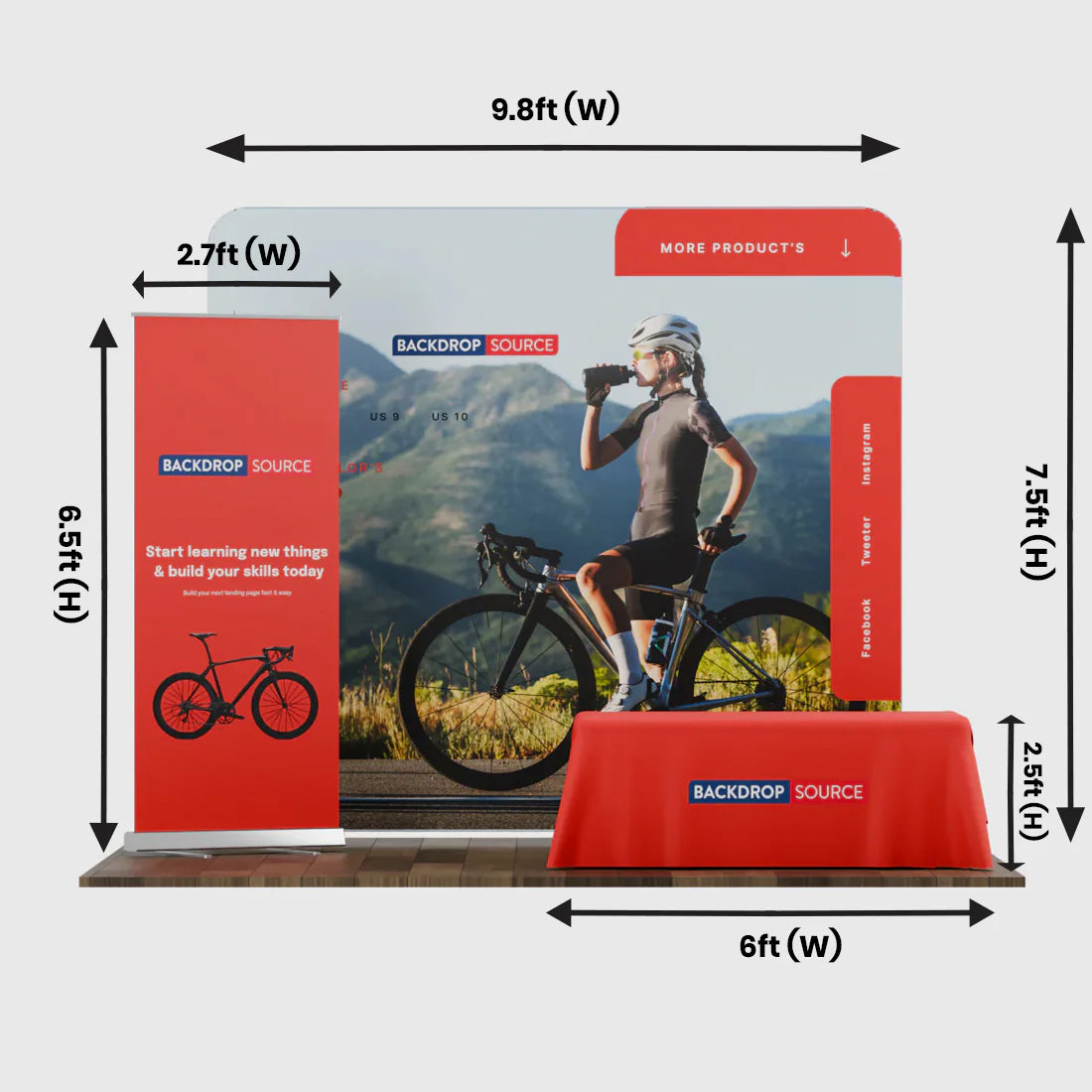 10x10 Starter Booth Kit with Backwall, Banner Stand & Table Cover